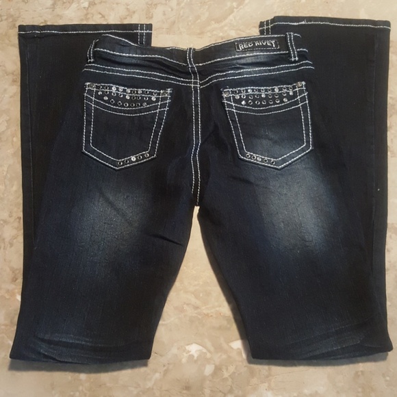 RED RIVET JEANS!!💕💕💕 - Picture 1 of 6